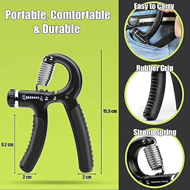 5-60 kg Grip Strengthener Exerciser ¨C Adjustable Hand Grips Strengthener with Stainless Steel Spring for Strong Wrists, Fingers, Forearm, Hands