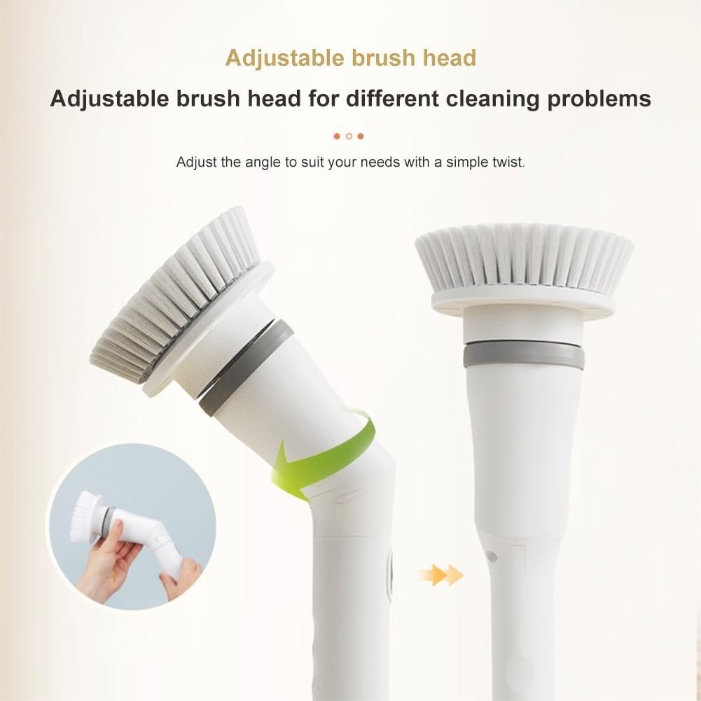 Fregadora Giratoria Eléctrica Cepillo De Limpieza Turbo Giratorio Multiusos Inalámbrico Con Brazo De Extensión Ajustable 6 Cabezales De Limpieza Reemplazables Suministros De Limpieza For El Hogar