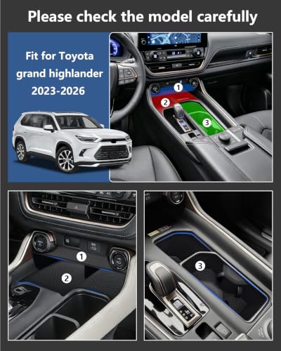 Image of 3PCS Center Console Sets for Toyota Grand Highlander 2024-2026 Accessories | Cup Holder Insert+Center Console Tray+Wireless Charging Mat | Non-Slip, Spill & Scratch Protection, Add Extra Storage