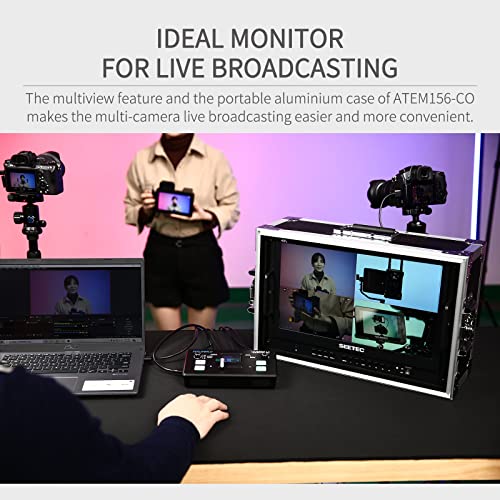 Image of ATEM156-CO 15.6 Inch Live Streaming Carry-on Broadcast Director Monitor with 4 HDMI Input Output Quad Split Display for ATEM Mini Video Switcher Mixer Pro Studio Television Production