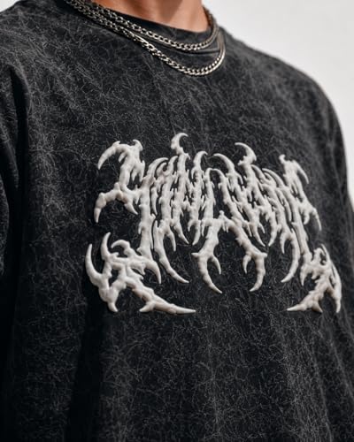 Image of Moonkey Cotton Oversized Drop Shoulder T-Shirt Acid Wash Street Style