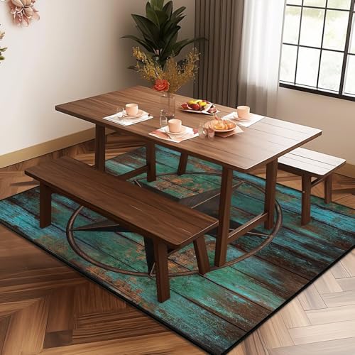 Tapete decorativo 4x6 ft microfibra lavado teal miniatura 4