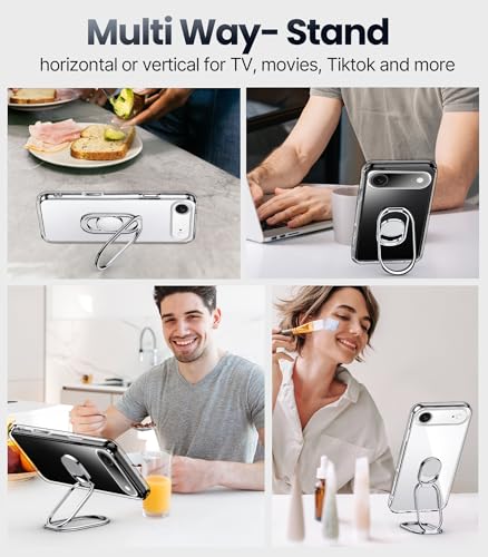 Image of SHIELDS UP for iPhone 17 Air Back Cover Case with Stand, Phone Case Clear with Double Ring Holder [Adjustable & Foldable] Shockproof Protective Cover for iPhone 17 Air - Clear