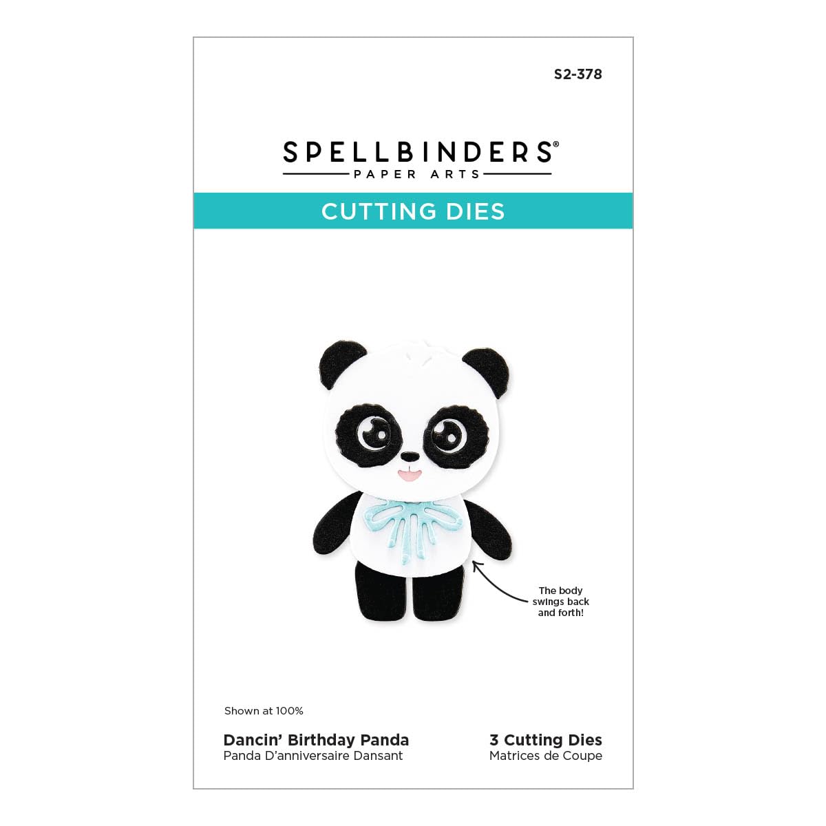 Spellbinders Dancin Panda Etched Dies from The Monster Birthday Collection, Metal, ONE