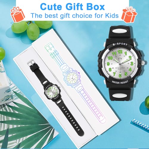 Image of CKV Kids Watch for Boys Girls Ages 5-12, Waterproof Time Teacher Easy to Read Analog Sport Outdoor Children Watches with Soft Band for Kids