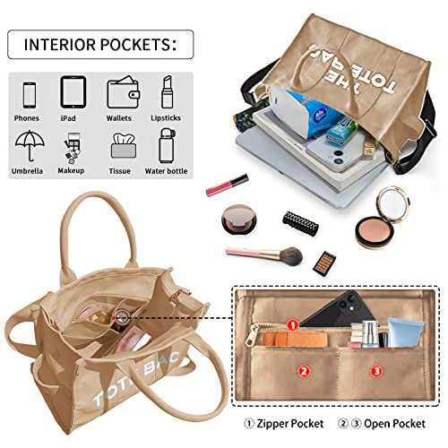 Canvas Tote Bags for Women, Handbag Tote Purse with Zipper,Crossbody Tote Bags for Work and Travel3