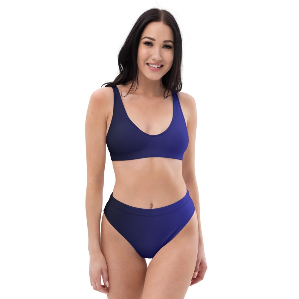 Bikini taille haute dégradé bleu effet ventre plat