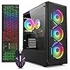 STGAubron Computadora de escritorio para videojuegos, Intel Core i7 hasta 3.9 GHz, Radeon RX 580 8G, 16G RAM, 512G SSD, WiFi 6, BT 5.0, ventilador RGB x4, Windows 11 Home