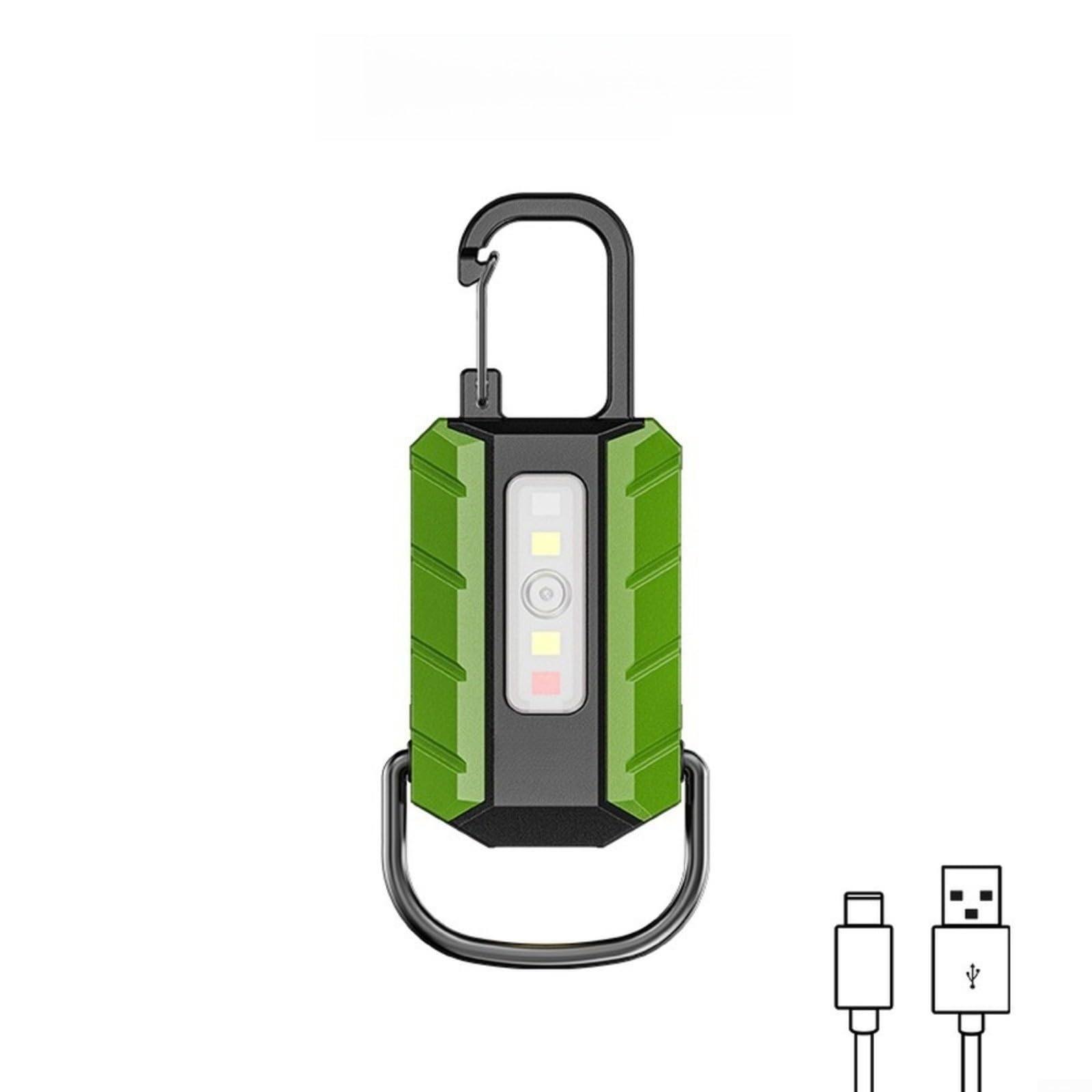 Torcia a LED con portachiavi, ricaricabile tramite USB, torcia compatta con illuminazione multi-modalità e forte proiezione del fascio per campeggio all'aperto, escursionismo, viaggi