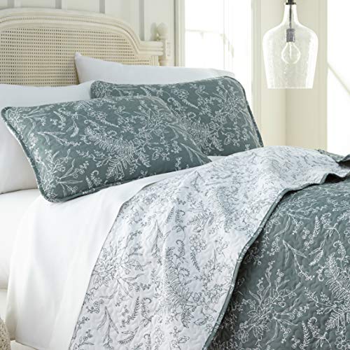 Southshore Fine Living, Inc. Reversible Floral Oversized Quilt Bedding Set, Soft Coverlet Bedspread 3-Piece With Two Matching Shams (108 In Wide X 98 In Long), Green (Teal), King/California King #TOP3