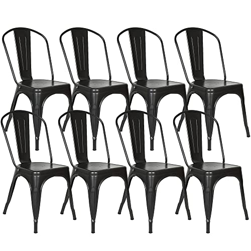 LAMGLIN Lot de 8 Chaises Salle Manger Industriel Chaise Bistrot Metal Chaise Cuisine avec Dossier...