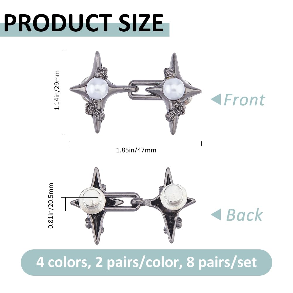 SUPERFINDINGS 8 Sets Adjustable Star Button Star Adjustable Pant Waist Tightener Clip Detachable Decorative Waist Buckles Jean Tightening Buttons for Pants 4.7x2.9cm - Image 2