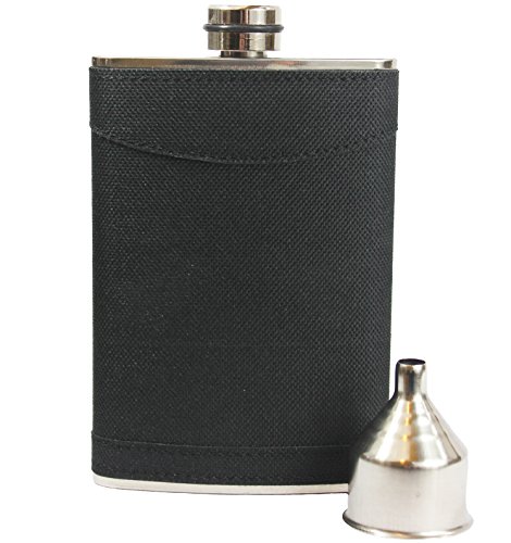 Primo Liquor Flasks Men’s Stainless Steel Hip Flask For Liquor, Black Grip, 8oz