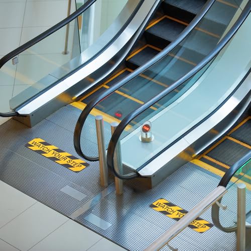 Yuanchu 12 Pack Watch Your Step Floor Decals Stickers, 23.6 x 6 Inch Self Adhesive Watch Your Step Tape Anti Slip Caution Floor Tape Water Resistance Safety Floor Decals for Workplace Indoor Outdoor - Thumbnail 5