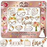 Rose Gold Wedding Inflatable Selfie Photo Frame & Photo Props Set Giant Wedding Picture Frame Photo Booth Props for Bridal Shower Bachelorette Party Wedding Party Supplies & Decorations