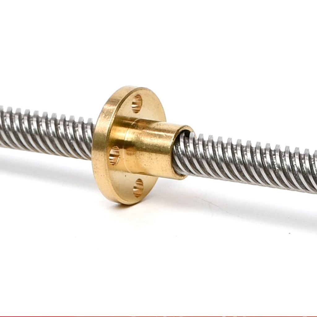 1 Stück T12-Leitspindel for 3D-Drucker – Trapezgewindestange aus Edelstahl 304 mit Kupfermutter – 12 mm Durchmesser, 2 mm Steigung(300mm)