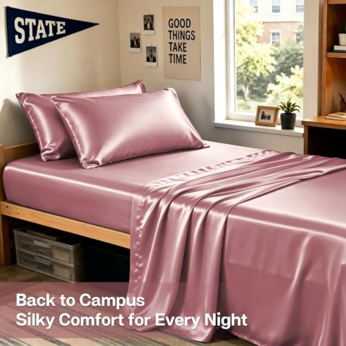 Image of MR&HM Satin Pillowcase for Hair and Skin, Silk Satin Pillowcase 2 Pack, King Size Pillow Cases Set of 2, Silky Pillow Cover with Envelope Closure (20x40, Rose Taupe)