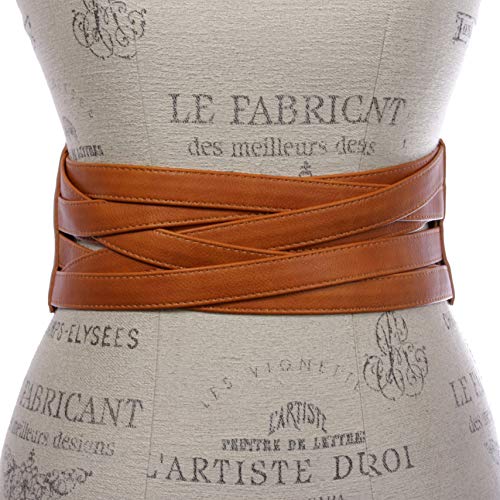 4" Women's High Waist Non Leather Fashion Wide Braided Stretch Belt2
