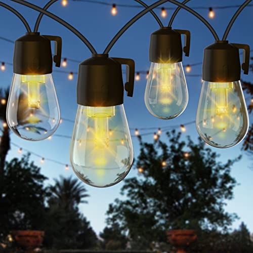 Guirlande Lumineuse LED, 15 Ampoules LED en Plastique 2700K Blanc Chaud, 15M Guirlande Lumineuse Extérieure S14 pour Terrasse, Jardin, Mariage, Fête Cover