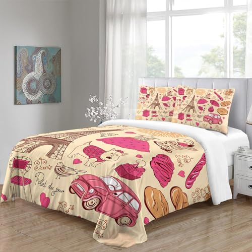 Housse de couette Tour Eiffel zippée microfibre pour lit deux personnes 220x240 - 5