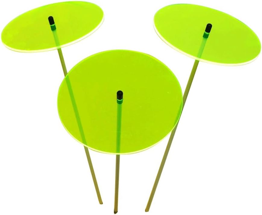 Glowing Sun Discs Set of 3 Sun Catcher Garden Decor Large Garden Stake 75cm, 29.5 inches high Indoor Outdoor Yard Accessory Gardeners Gift, Colour:Fluorescent Green