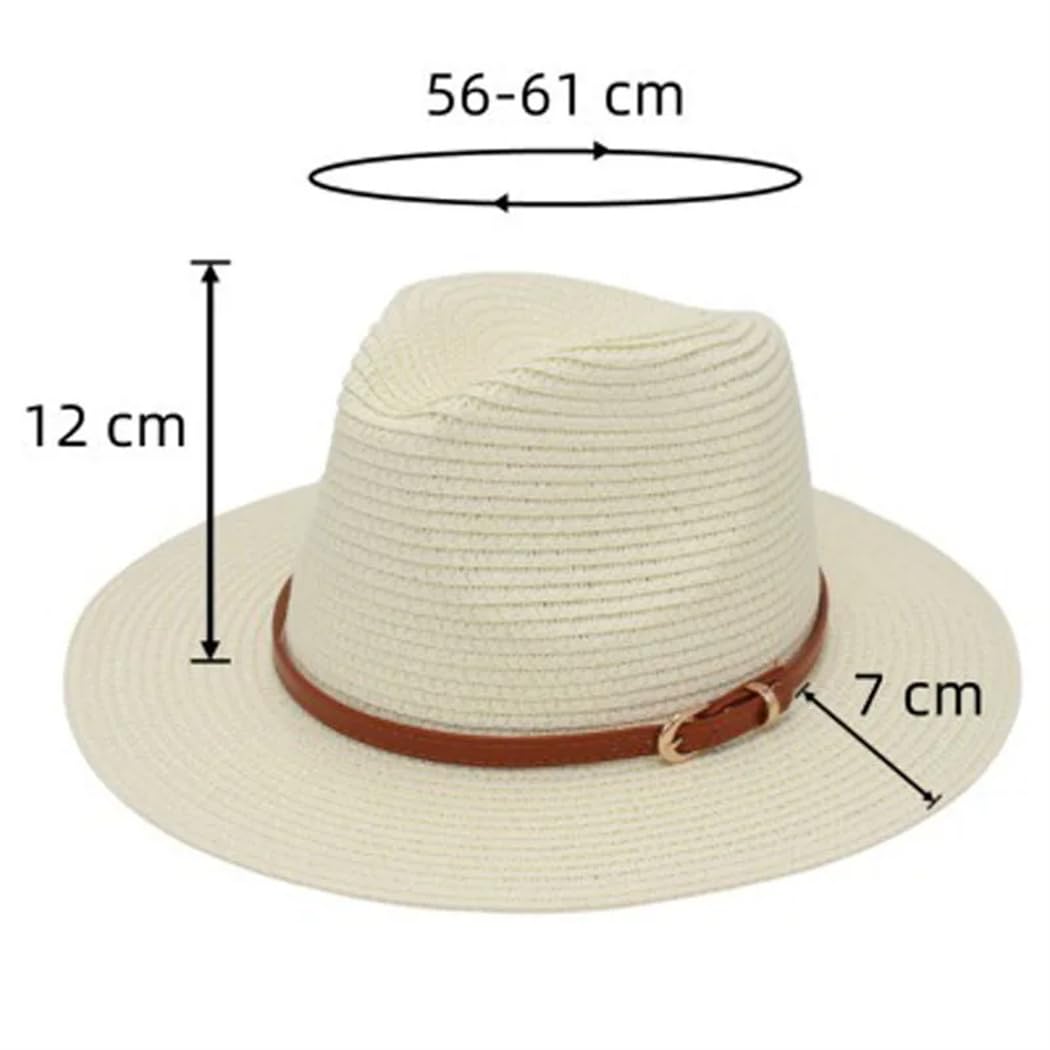 Cappello unisex tinta unita Panama Piccola Cintura Fibbia Top Hat Casual Pieghevole Paglia Fedora Cappello Donna Spiaggia Sun Cap