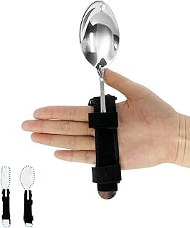 高齢者 食事補助具 食事補助ツール 食事用フォーク/スプーンホルダー 滑り止め 調節可能 多機能 ハンド器具ホルダー お年寄り 身体障害者 食具 自助具 軽量 丈夫 耐久性 携帯便利 自助サポート 老人介護用品 ブラック