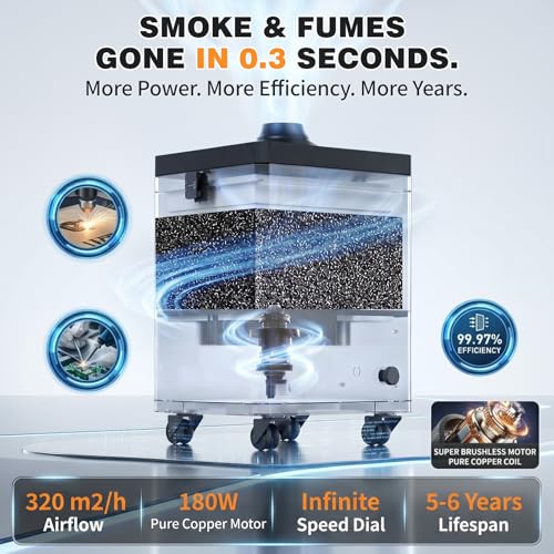 Solder Fume Extractor – 180W 320m³/h, Thickened Pre-Filters, Soundproof Low-Noise Chamber, Exclusive Downward Exhaust, H13 HEPA & High-Iodine Carbon, Smoke Absorber for Soldering, Laser, 3D Printer — view 4
