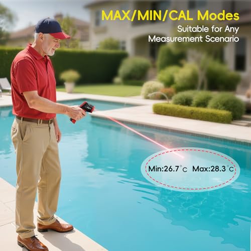 Eventek Termometro Cocina, -50 ℃~600 ℃(-58~1112 ℉) Termometro Infrarrojos con LCD, Termometro Laser Pistola de Temperatura, termómetro infrarrojo digital cocina Sin Contacto Emisividad Ajustable BBQ - imagen 5