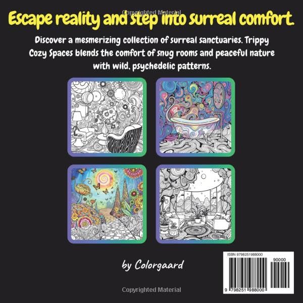 Trippy Cozy Spaces: A Surreal Psychedelic Coloring Book for Adults | Stress-Relieving Magical Interiors, Dreamy Hideaways & Whimsical Landscapes (The Hygge Corner by Colorgaard) image 3