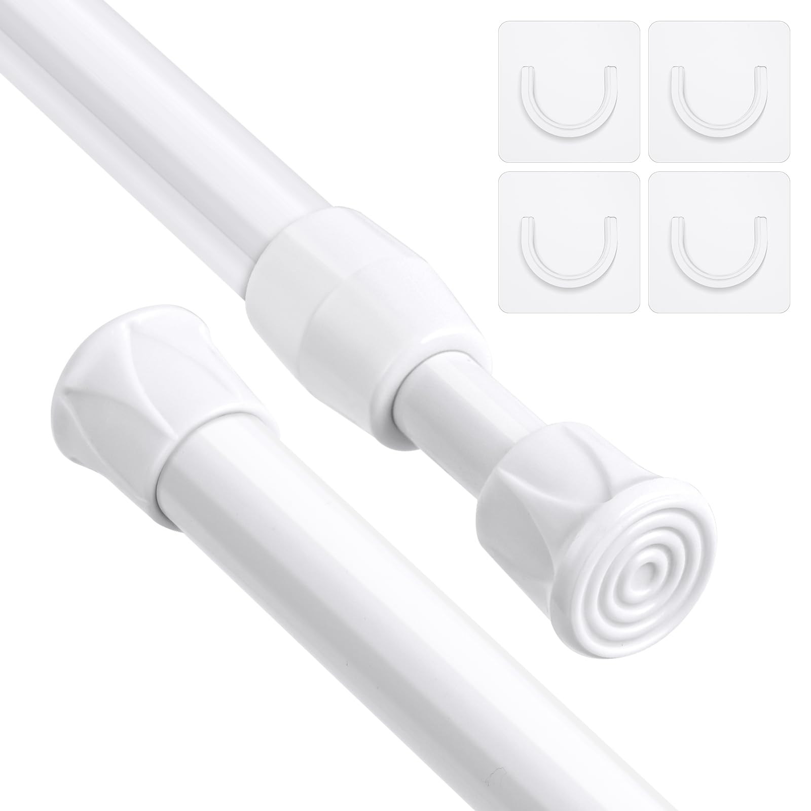 flintronic 2 barra de cortina de ducha, Barra Cortinas, Extensible, Montaje sin taladros ni tornillos, para armarios, ventanas, armario ropero, con 4 sujeción,40-70 cm