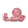 Enamelware starter set 16 piece redwhite splatter  urban country home decor
