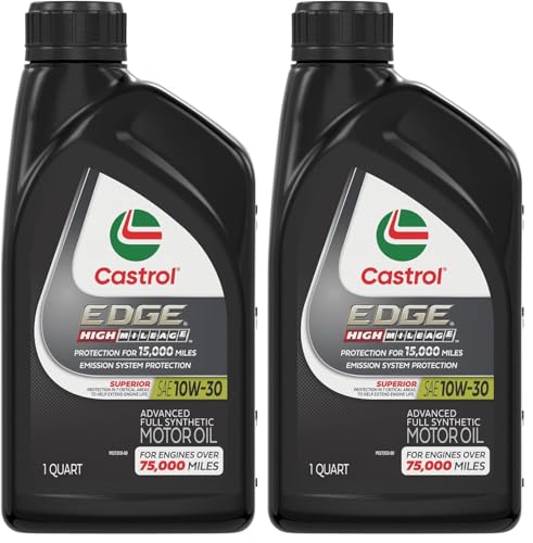 Image of Castrol Edge High Mileage 10W-30 Advanced Full Synthetic Motor Oil, 1 Quart, Pack of 2