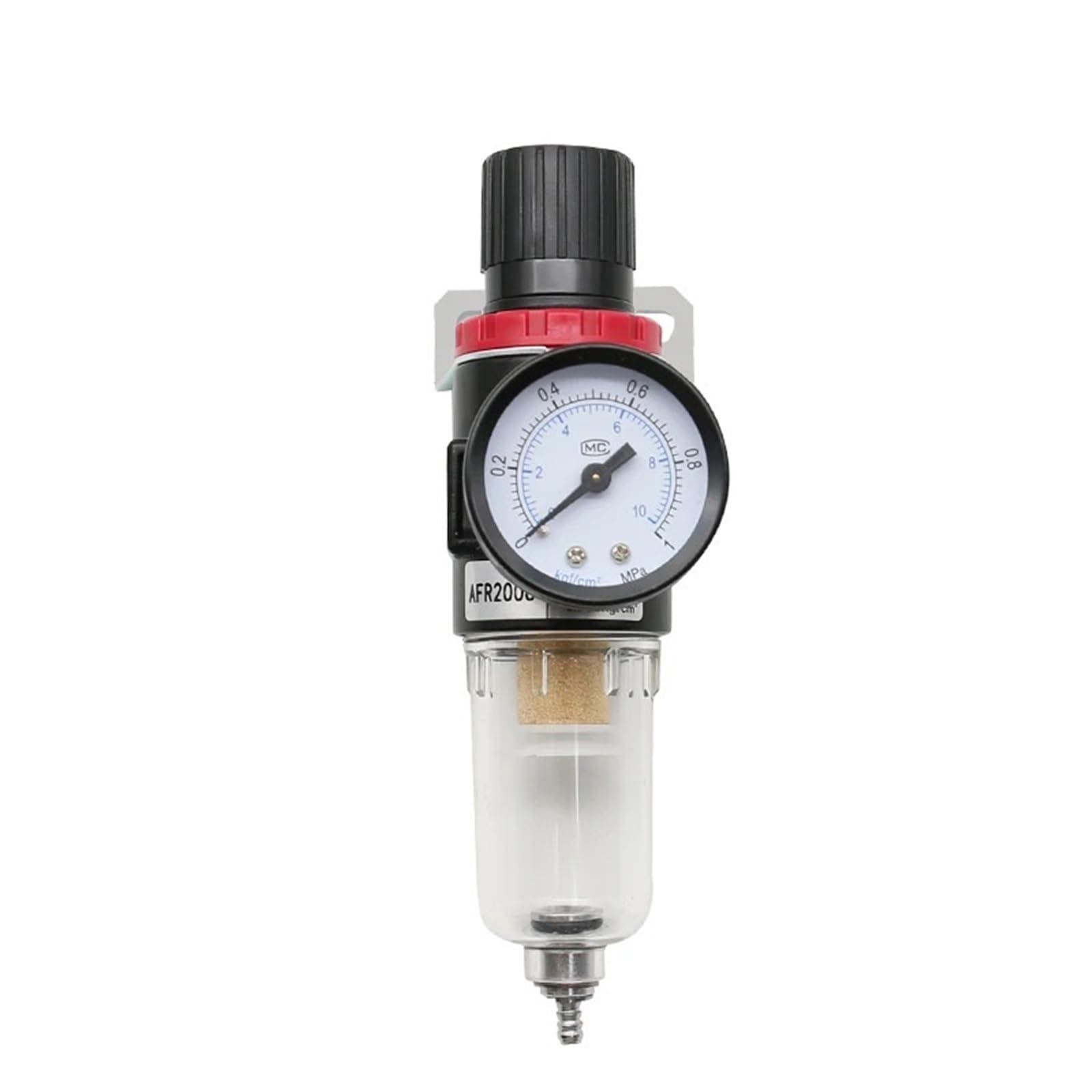 Jwvialel Pc 4Mm Fitting Afr-2000 Pneumatic Filter Treatment Unit Pressure Regulator Compressor Reducing Valve Oil Water Separation Afr2000 Gauge 1Pcs(Pc 4Mm Fitting)