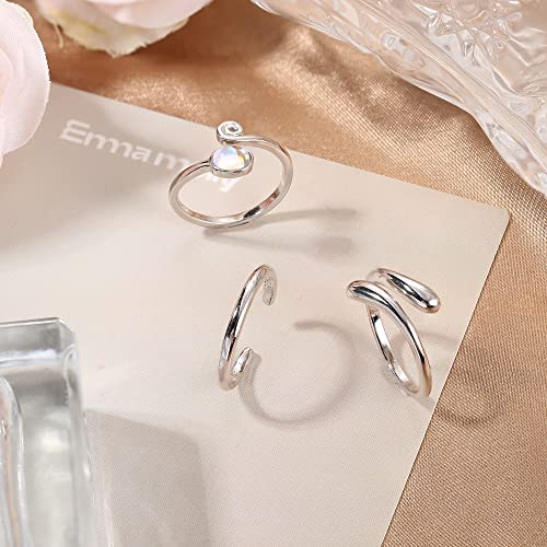 Jstyle QSWA-J-J0938-MOONSTONE 925 Sterling Silver Open Toe Rings Set thumb #1
