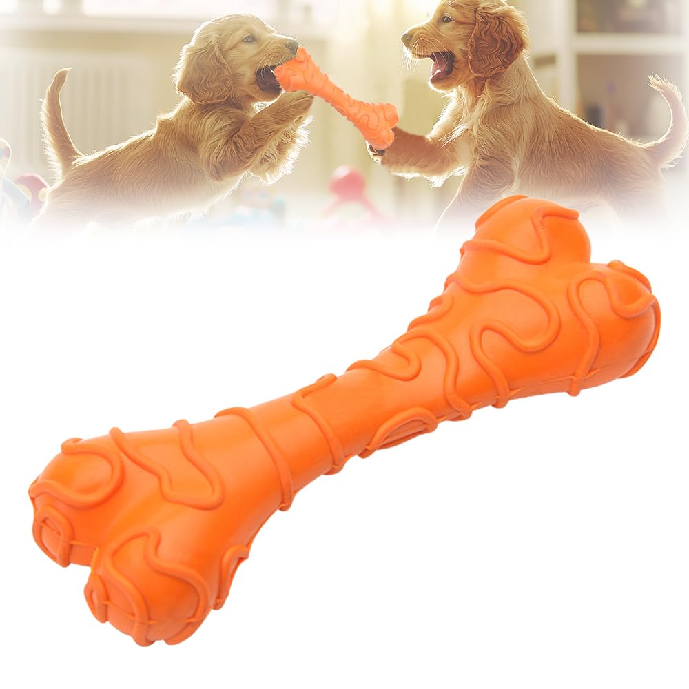 Dog Toys for Aggressive Chewers, Indestructible Rubber Dog Toy (Bone) | Heavy-Duty Chew Toy, Durable, DIY Treat-filling Design adds Fun, Cleans Teeth, Keeps Dogs Busy