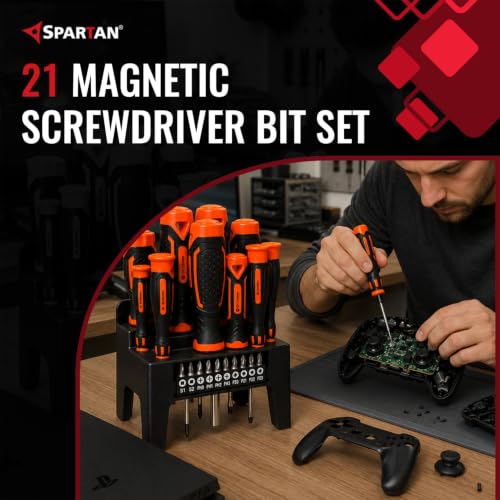 Image of Spartan 21 Magnetic Screwdriver Bit Set | Crome Vanadium Compact Magnetic Repair Kit with Assorted Bits & Storage Case | for Mobile, Laptop, Watch, Camera, Electronics & DIY Use