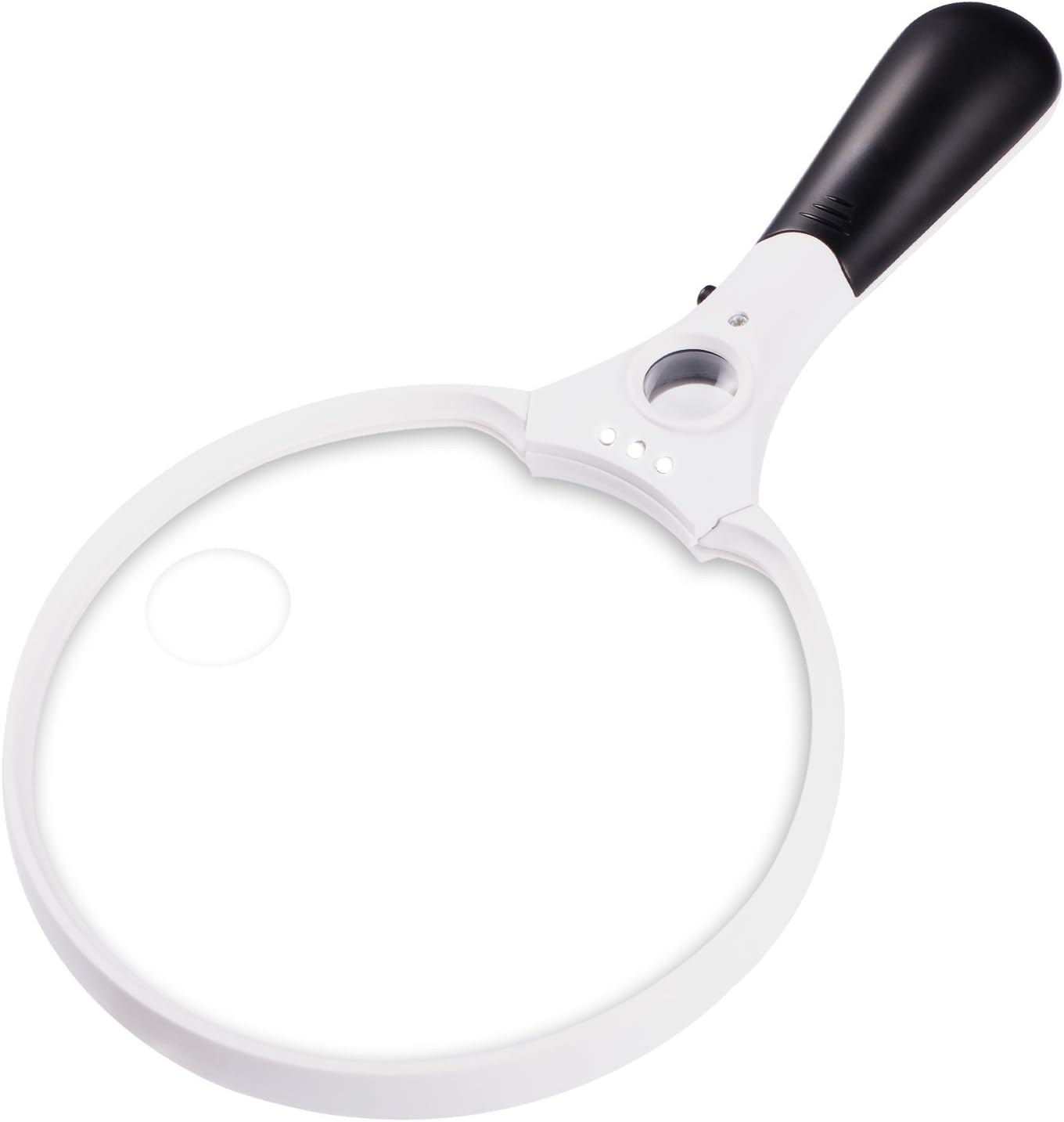 AUTOPkio Magnifying Glass with 3 LED Lights, 2X 4X 10X Lens 5.5'' Super Large Handheld Illuminated Magnifier for Reading Small Prints, Maps, Coins, Crafts & Jewellery