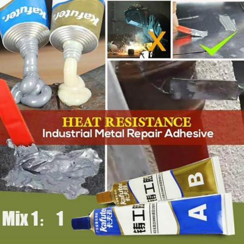Image of Magic Metal Mending Cold Weld Epoxy - AB Strong Adhesive Glue for Metal, Aluminum, Plastic - Waterproof, Heat-Resistant Repair Paste for Auto, Pipe, Engine, DIY Welding, Crack & Gap Filler (PACK OF 2)