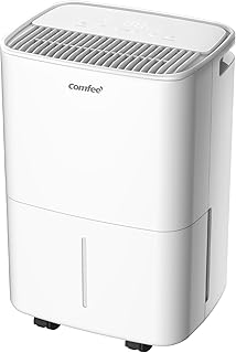 COMFEE' Aqua Dry 12L/DAY Dehumidifier for Home with 2.5L Water Tank, Low Noise Level, Drain Hose, and Continuous Drainage, Smart Dry Model, Ideal for Bedroom, Bathroom, Laundry Drying, Attic, Basement