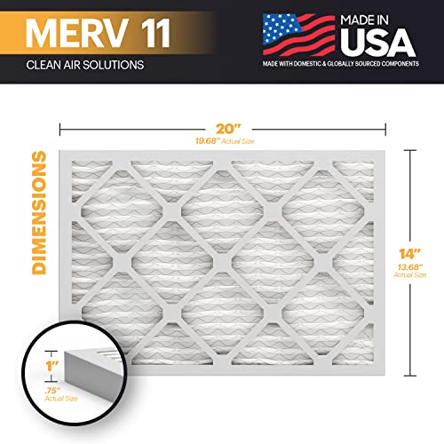 Image of BNX TruFilter 14x20x1 Air Filter MERV 11 (6-Pack) - MADE IN USA - Allergen Defense Electrostatic Pleated Air Conditioner HVAC AC Furnace Filters for Allergies, Dust, Pet, Smoke, Allergy MPR 1200 FPR 7