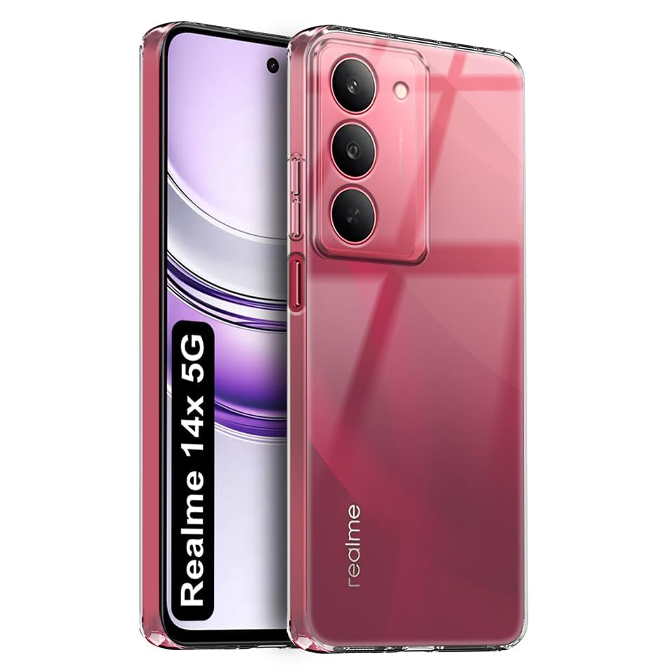 Image of COVERBLACK Soft Rubber Silicon Clear Back Cover Compatible Model for Realme 14x 5G - Transparent
