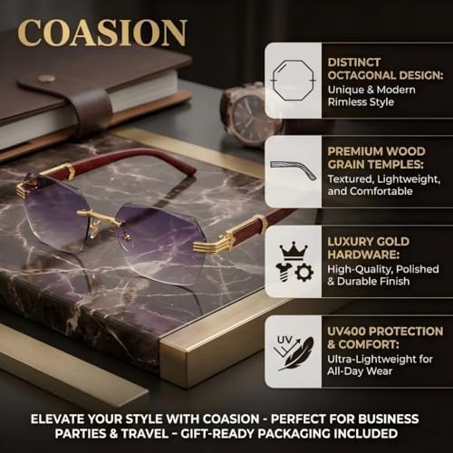 Image of COASION Fashion Rimless Frameless Sunglasses for Women Men Y2k Retro Sun Glasses Square Tinted Glasses