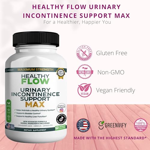 Image of Healthy Flow Urinary Support Max Feminine Bladder Control, Extra Strength Urinary Formula, 60 Capsules (Pack of 20)