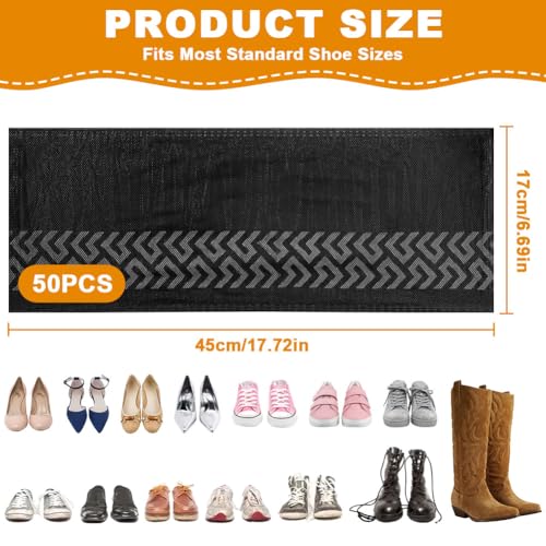 ANOMM 50 Stück Überschuhe aus Vliesstoff, Einweg-Schuhüberzieher für Damen und Herren, rutschfeste Überschuhe mit Profil, Reißfest für den Innen- und Außenbereich (Schwarz, 25 Paar)