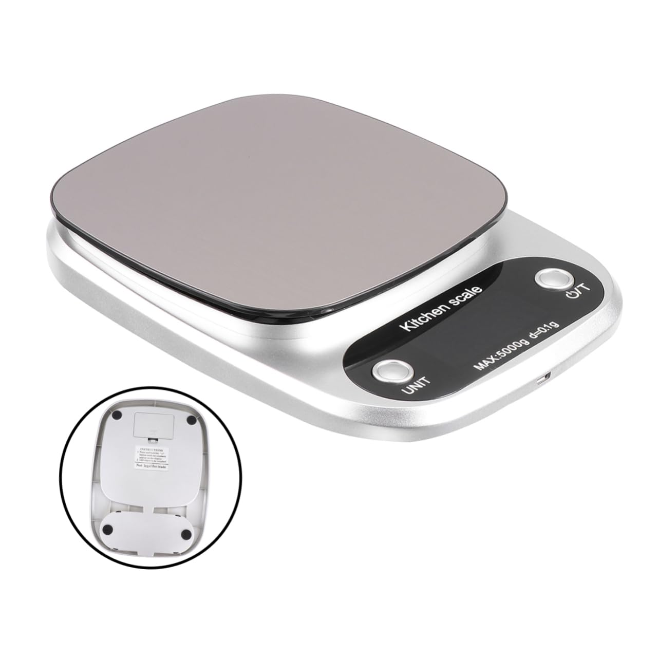 5kg Báscula Inoxidable Digital Acero Recargable de 0,1g Cocina