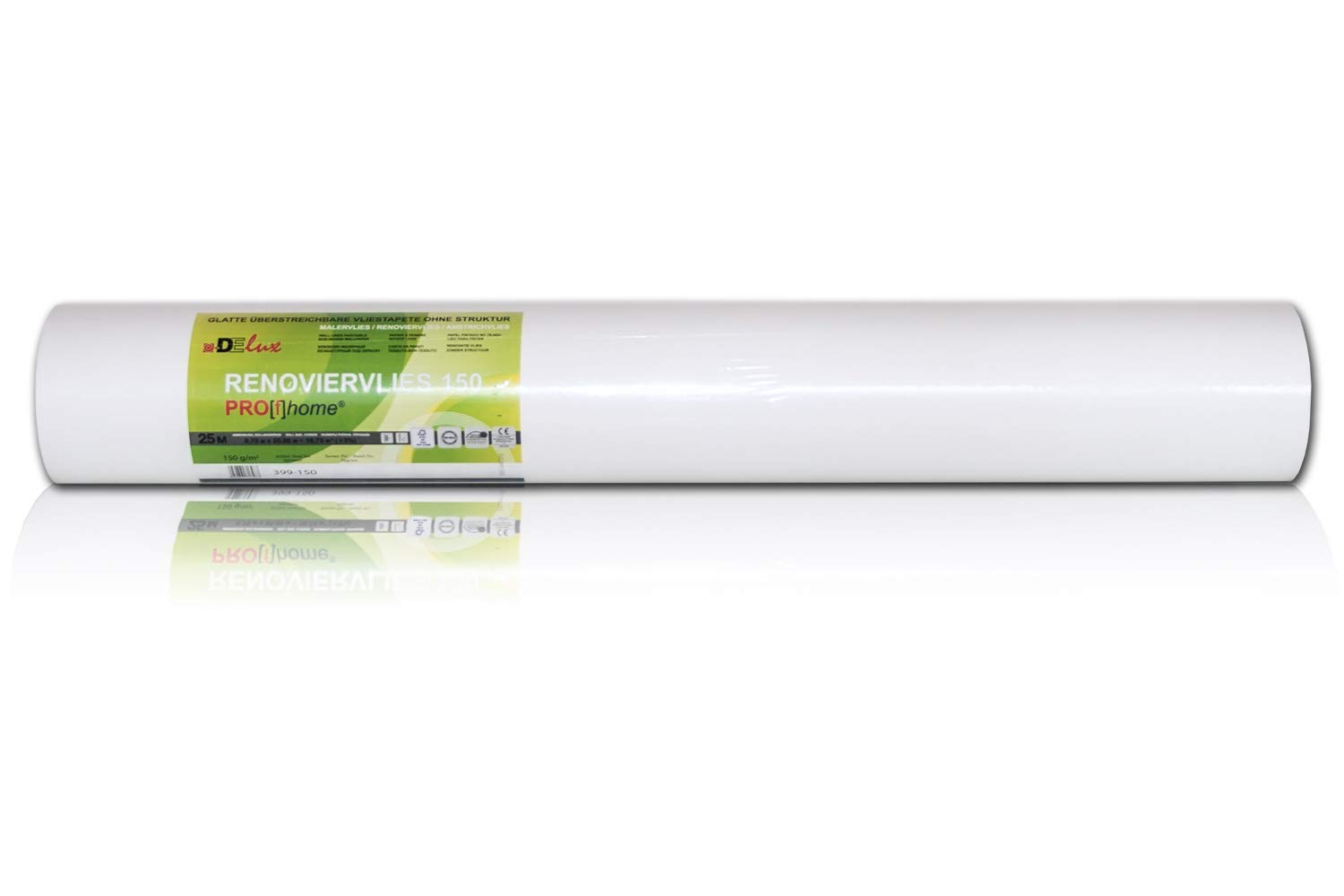 Profhome Renoviervlies 150g Öko Malervlies umweltbewusst Vlies glatte überstreichbare reißfeste Vliestapete nachhaltig umweltschonend weiß 1 Kart. 4 Rollen 75qm FSC® MIX Nr. TSUD-COC-001718-KR