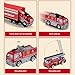 TEMI Diecast Emergency Fire Rescue Vehicle Toy Set w/Play Mat, Truck Carrier,Ambulance, Alloy Metal Fighting Car for 3 4 5 6 Years Old Toddlers Kids Boys and Girls