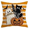 AACORS Halloween Pillow Cover 18X18 Inch Pumpkin Ghost Black Cat Bat Decoration Holiday Farmhouse Pillow Case Decor for Home Sofa Couch AA206-18