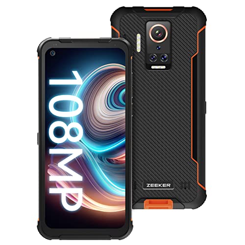 Rugged Smartphones 108MP, ZEEKER P10 1.8M Drop-Proof Rugged Phone Unlocked with Night Vision, IP68 & IP69K, Android 11, 6.49 Inch FHD+ Display, 6000mAh, 6GB+128GB, Support Endoscoped, GPS/NFC/OTG